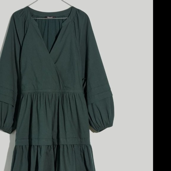 MADEWELL CRINKLE POPLIN FOREST GREEN MINI DRESS BOHO EARTHY NWOT $128 XS/S - Picture 12 of 12